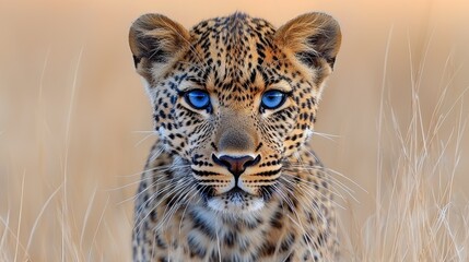 Stunning Leopard Cub with Captivating Blue Eyes