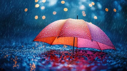 Rainy Night Umbrella: A Serene Night Scene