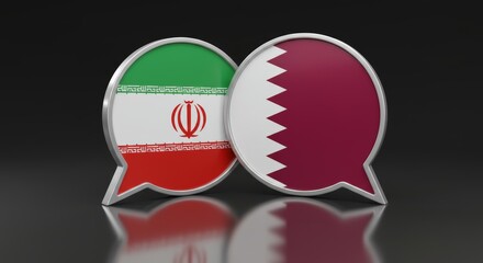Diplomacy in Dialogue: Iran and Qatar Flags in Symbolic Speech Bubbles