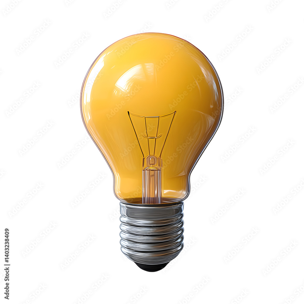 Poster light bulb light bulb idea icon concept top view on white background. 3d rendering.