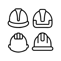 Vector Pack of Outline Icons for Hard Hat and Helmet – Industrial Safety Symbols for Engineering Projects, Work Site Regulations, and PPE Education Graphics.