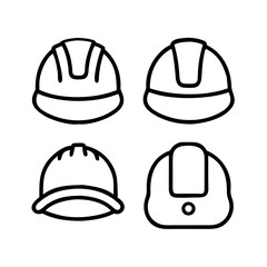 Vector Icon Collection of Helmets and Hard Hats – Line Art Safety Gear Symbols for Worksite Signage, Engineering Tools, Manual Labor and Construction Equipment Design.