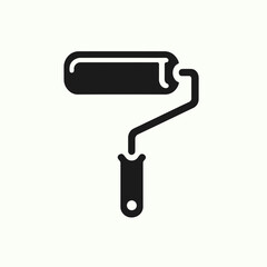 very simple flat and single minimalist Paint Roller End Silhouettes in black on a white background 