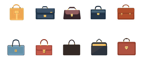 Collection of business briefcases vector illustration for office work use