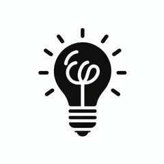 very simple flat and single minimalist Lightbulb Filament Silhouettes in black on a white background 