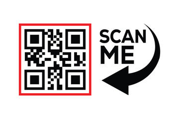 QR code scan icon set. Scan me frame. QR code scan for smartphone. QR code for mobile app, payment and identification. Vector illustration.