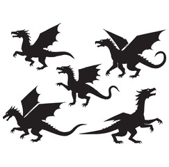 Fototapeta premium Wyvern Silhouettes Wyvern Vector Wyvern Clipart image with white background