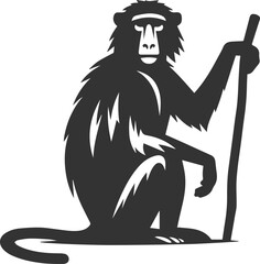 Vector animal baboon silhouette