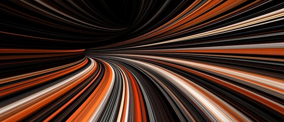 Abstract Swirling Orange and Black Light Tunnel