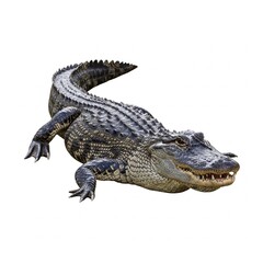 Fototapeta premium American alligator isolated on clean white background with detailed rough skin texture 