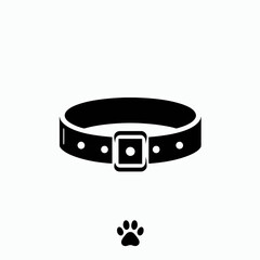 very simple flat and single minimalist Pet Collar Silhouettes in black on a white background