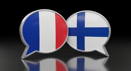 Fototapeta premium France and Finland partnership conceptualized with overlapping speech bubbles