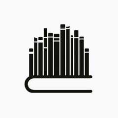 very simple flat and single minimalist Notebook Spine Silhouettes in black on a white background 