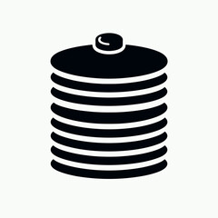 very simple flat and single minimalist Pancake Stack Silhouettes in black on a white background 