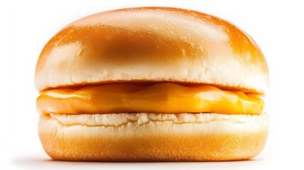 Golden Burger With Melted Cheese on White Background Ready To Be Enjoyed