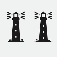 very simple flat and single minimalist Lighthouse Top Silhouettes in black on a white background 