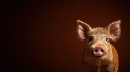 Fototapeta premium Animals with scary teeth, Wild boar with tusks on a solid background, showcasing high fidelity in a stock image format.