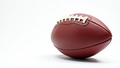 Rustic leather football against pure white backdrop , vintage, play