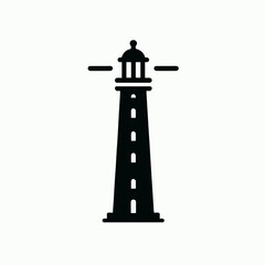 very simple flat and single minimalist Lighthouse Beam Silhouettes in black on a white background 