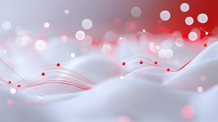 Abstract Textured Visual Representation of Fluid Waves in Red and White Color Palette