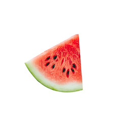 Fresh juicy watermelon slice isolated on black background.