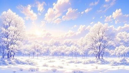 Obraz premium Snowy Forest Sunrise