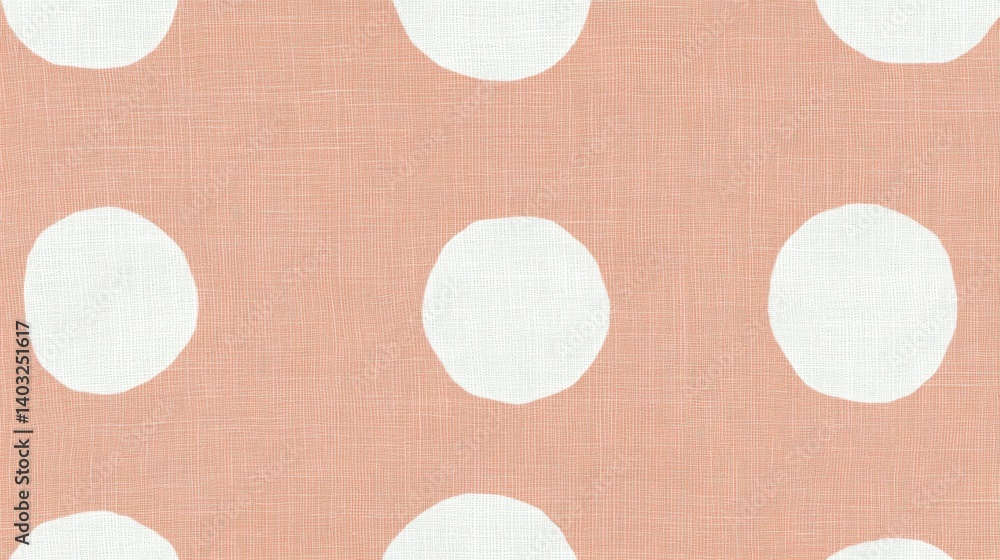 Poster a blush-colored fabric with a repeating pattern of large white circles.