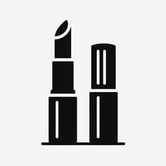 very simple flat and single minimalist Lipstick Tube Silhouettes in black on a white background 