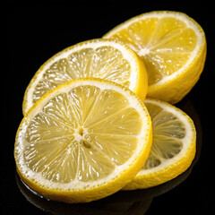 lemon slice on black