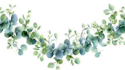 Botanical watercolor eucalyptus leaf garland pictures