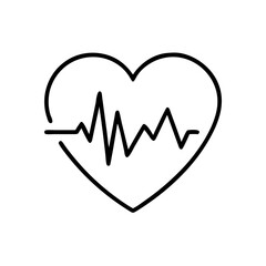 Heart with heartbeat line design in flat style  