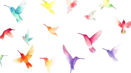 Bright watercolor birds elegant flight pictures