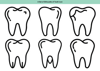 Graphic black Silhouette of Tooth icon- vector illustration with white background
