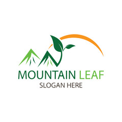 Mountain leaf logo design template