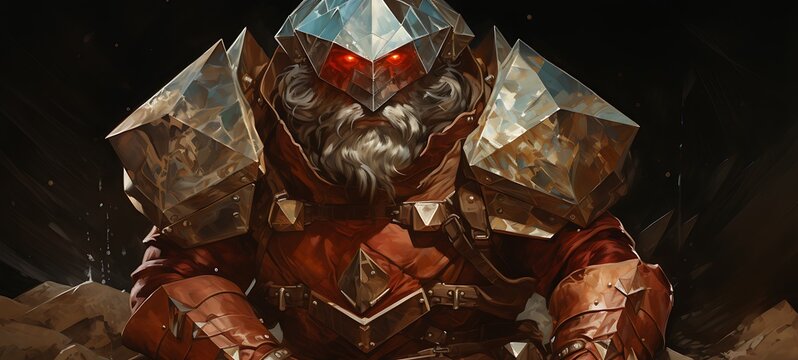 A fierce dwarf with an armoured shield Diamond, ai generative