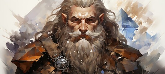 A fierce dwarf with an armoured shield Diamond, ai generative