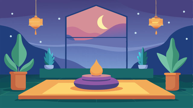 A serene meditation area with soft lighting and cushions for patients to take a moment to unwind before their appointment.