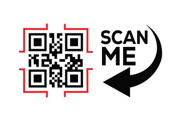 QR code scan icon set. Scan me frame. QR code scan for smartphone. QR code for mobile app, payment and identification. Vector illustration.