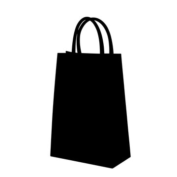recommend clip art: Black Halloween shopping bag silhouette on white background  