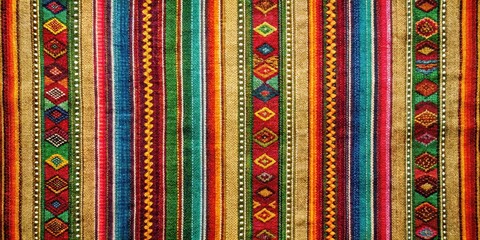 Vintage Artwork with Colorful Stripe Pattern on Fabric, bohemian style