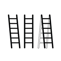 Three simple black and white ladders