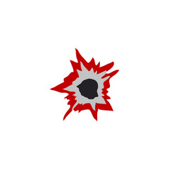 Bloody gunshot icon. Bullet hole. Vector illustration 