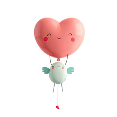 Naklejka premium Cute balloons in heart and fish shapes, perfect for celebrations and cheerful events. isolated on transparent background Generative Ai.