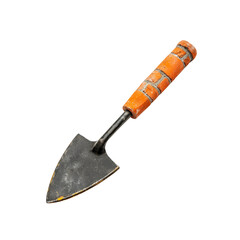 Vintage Garden Trowel with Brick-Patterned Handle Isolated on Transparent Background