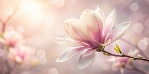 Fototapeta premium Delicate abstract magnolia flower with intricate details and soft petals set against a subtle botanical floral background , plant