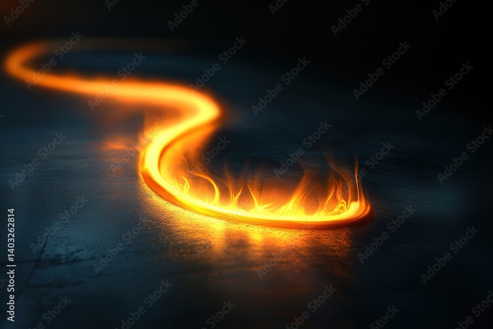 Poster creating mesmerizing patterns with glowing fire on a dark surface at night