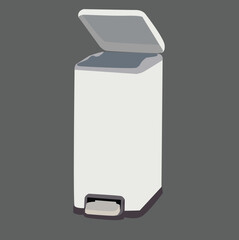 pedal bin trash. Open trash can. Metal container