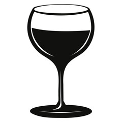 Black Wine Glass Outline Minimalistic Silhouette Design for Transparent Use