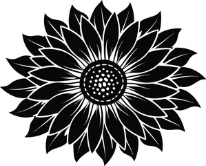 black and white mandala, abstract flower vector, black and white flower on white background.