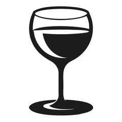Simple Wine Glass Silhouette with Liquid Vector Illustration on Clear Background